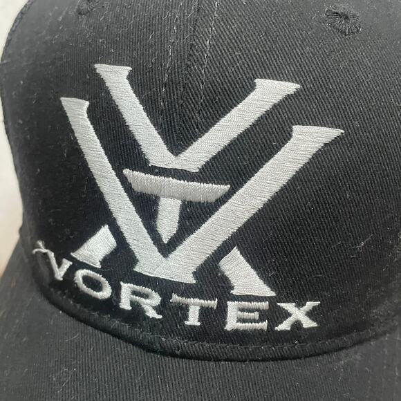 VORTEX Mens Logo Black Baseball Cap Trucker Hat Mesh Back Snapback OSFM - Picture 2 of 8
